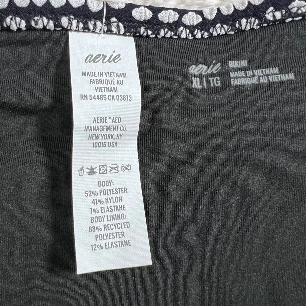 Aerie Women's Black White Polka Dot High Waisted Bikini Bottom XL‎ Swimwear New